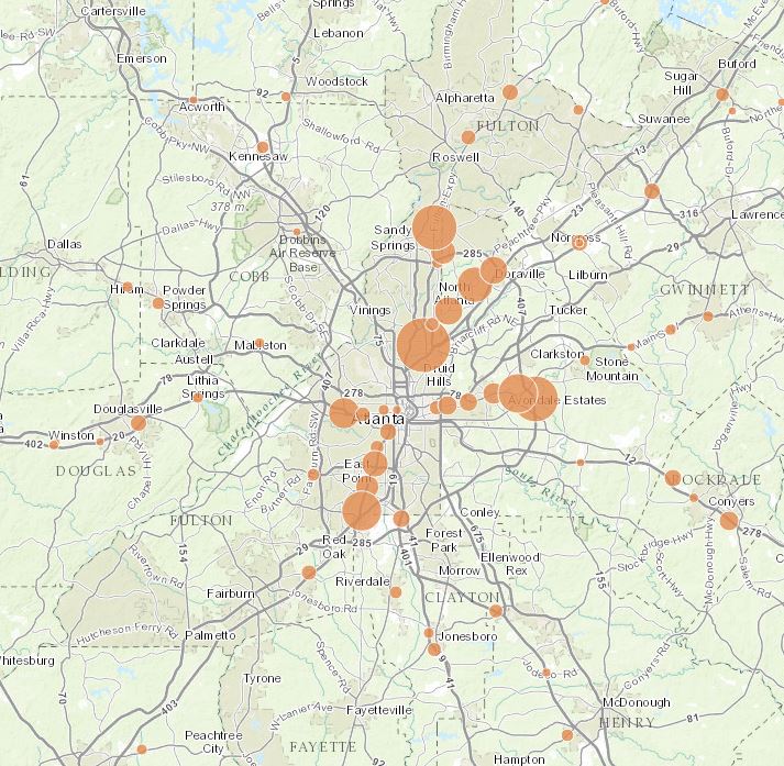 Park and ride lots by parking spaces