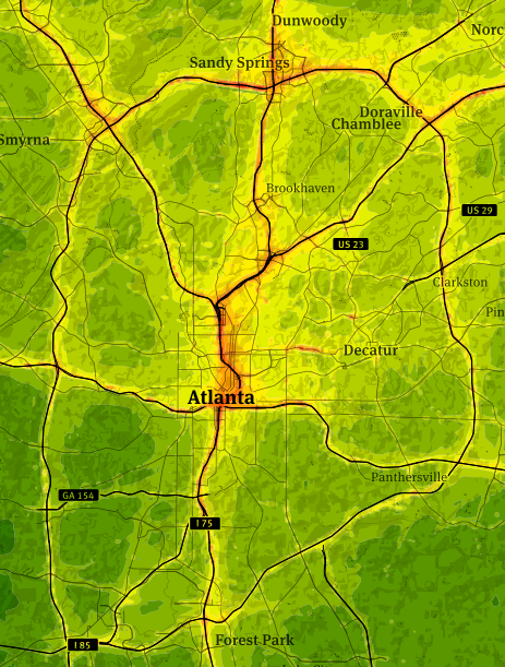 Particulate Matter 2.5 concentrations in metro Atlanta