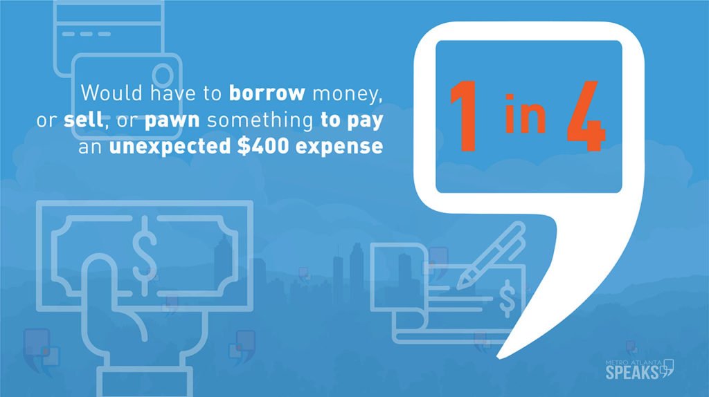 One in four metro Atlantans would have to borrow money, or sell or pawns something to pay an unexpected $400 expense.