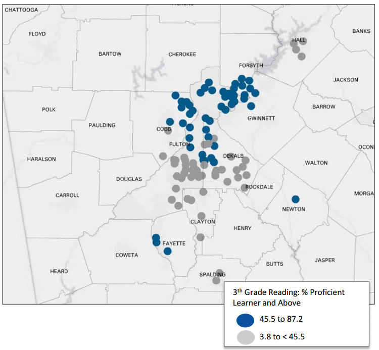 reading proficiency atlanta schools map