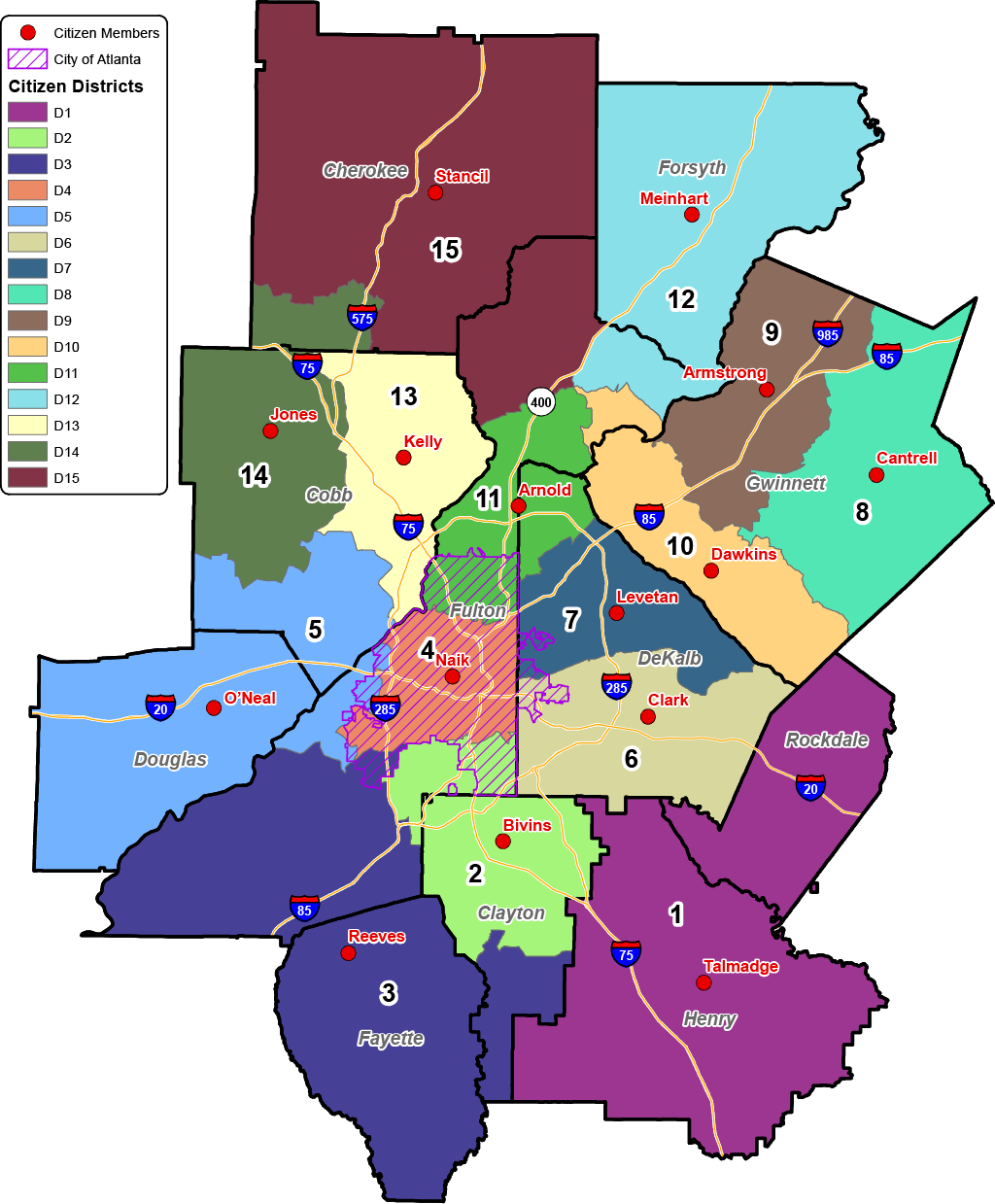 Map of ARC Citizen Districts