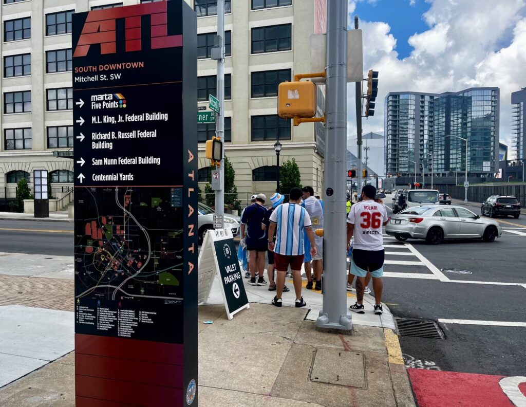 ATL direction signs help World Cup visitors navigate the Downtown Atlanta area