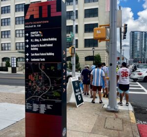 ATL Downtown signage directs fans to World Cup match
