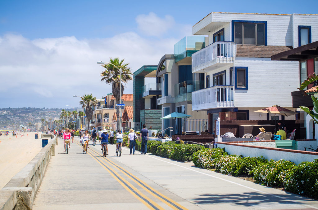 Ocean Front Walk at Mission Beach in San Diego, CA