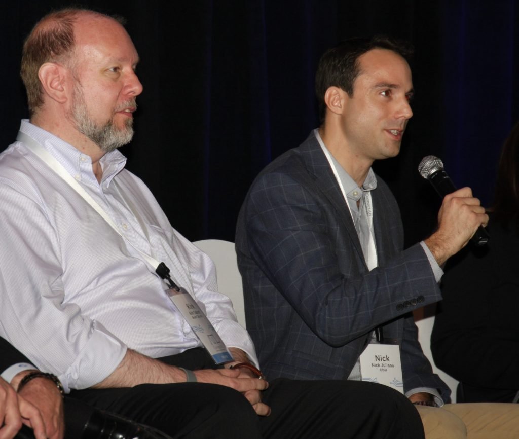 Nick Juliano, Uber talks during a panel discussion