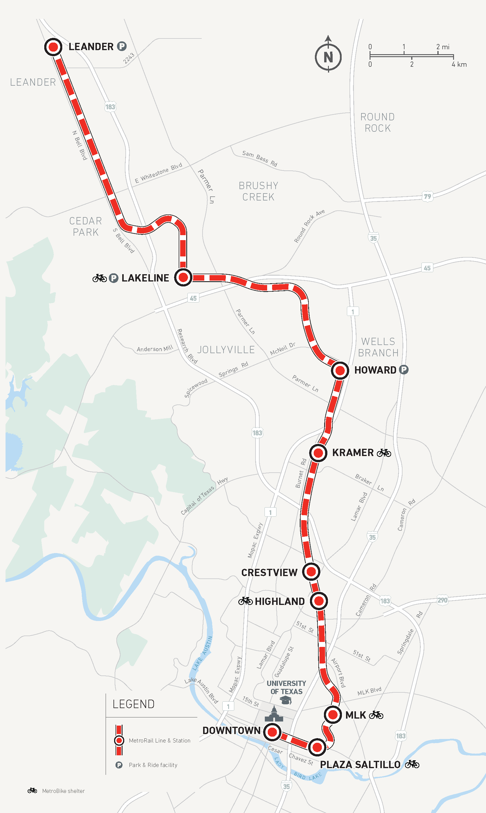 Map - MetroRail Red Line and Stations