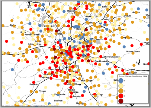 Map - Climate Rating by School- On a scale of 1 to 5 (5 being best)