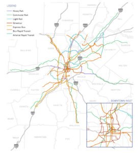 Image: Map of Concept 3 Atlanta Regional Transit Vision Update