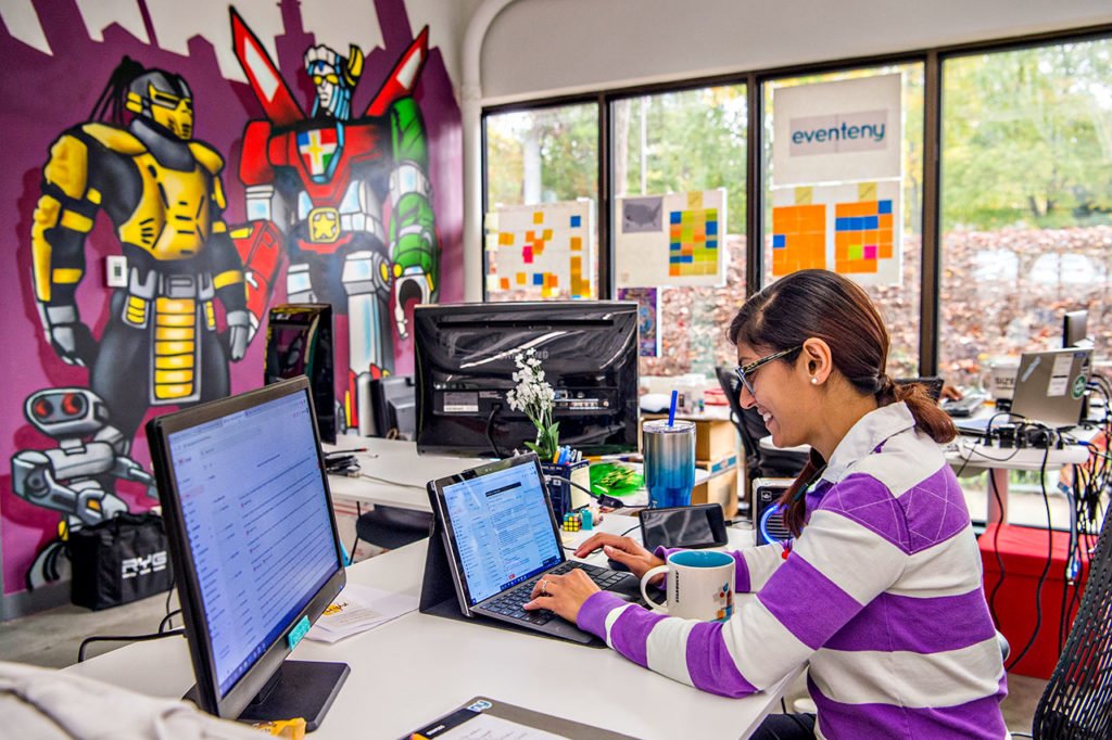 A tech professional working at Curiosity Lab in Peachtree Corners, Ga.