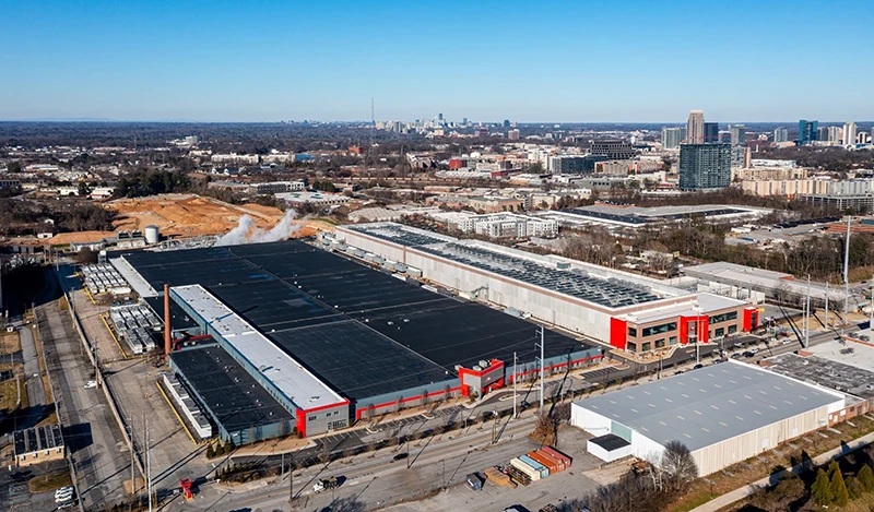 Computer data center with the Atlanta skyline in the background
