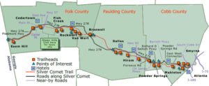 Simplified map of the Silver Comet Trail