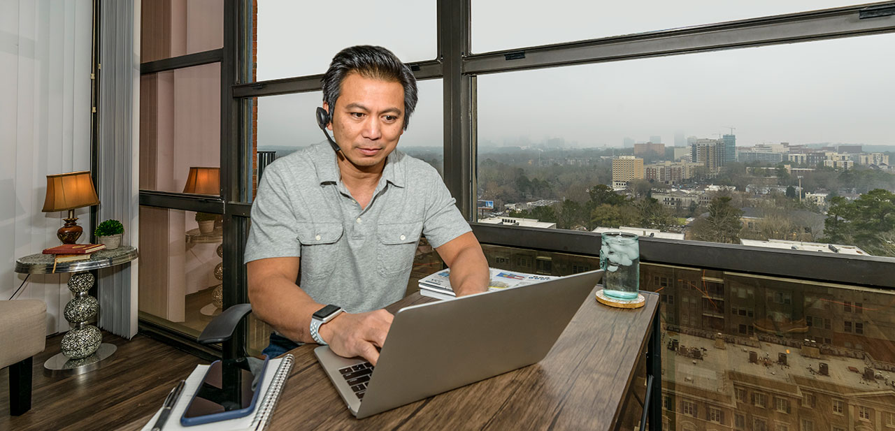 Man teleworking in Atlanta