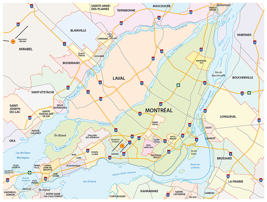 Map of the Montreal region