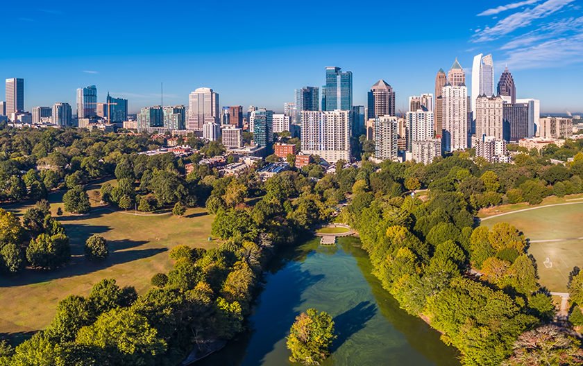 Midtown skyline during the day - overview of Piedmont Park