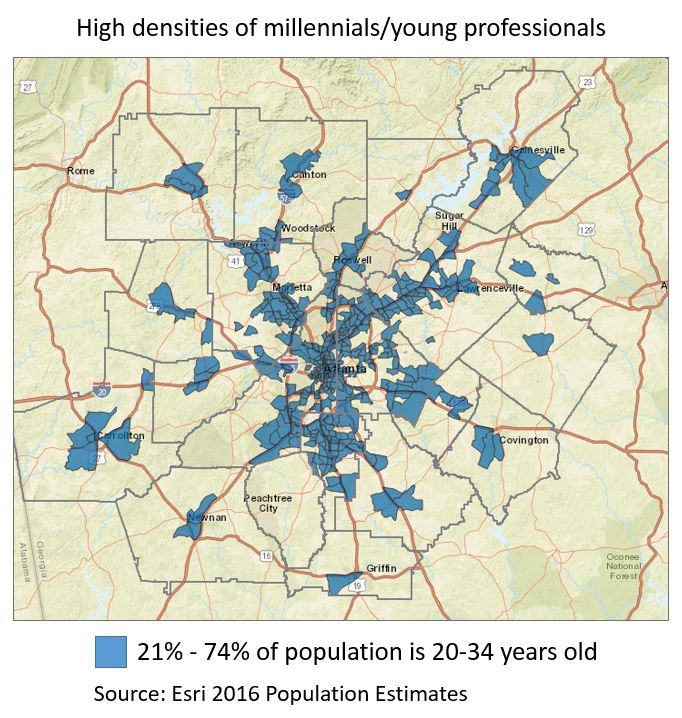 atlanta millennial map