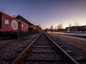 Woodstock’s railroad along Main Street.