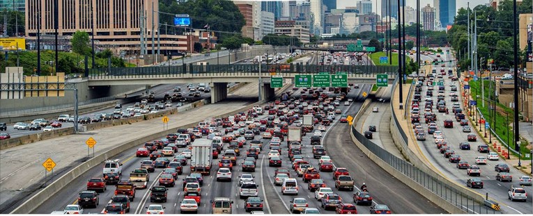 Traffic on I-75 in downtown Atlanta