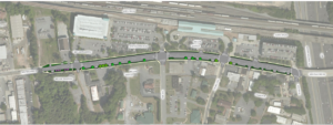 map showing scope of New Peachtree Road improvement project.