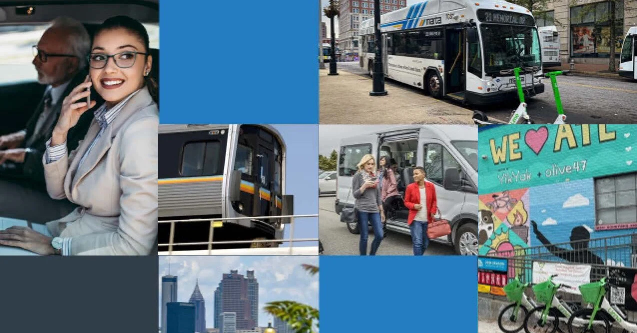 Parts of the Regional Commuter Survey report cover showing various aspects of commuting.