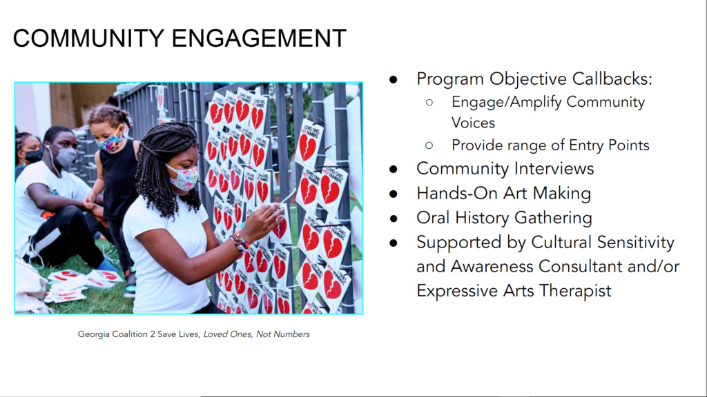 Recommendations from an ALMA team for community engagement strategies promoting community healing from the COVID-19 pandemic, including a proposed artist residency program.