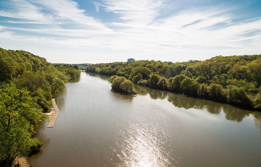 An areal photo of the Chattahoochee River