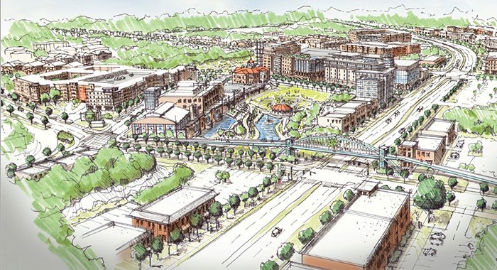 Artist’s rendering of potential improvements to improve connectivity to downtown Sugar Hill