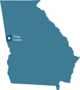 A map of Georgia highlighting Troup County